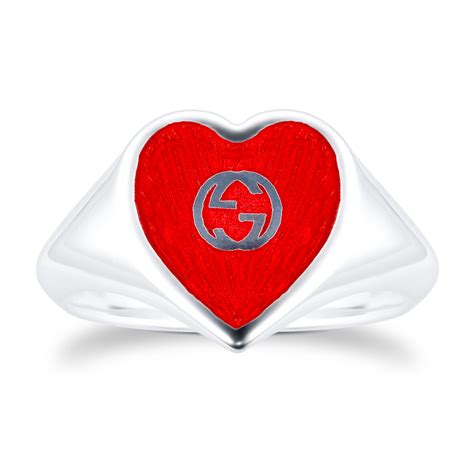 6 3 4 red enamel ring gucci|Gucci Heart ring with Interlocking G in sterling silver/red enamel .